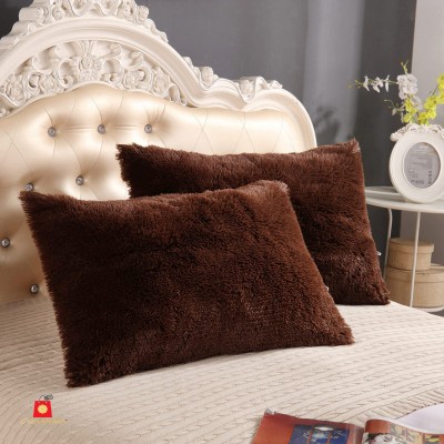 Wondershala Plain Pillows Cover(Pack of 2, 50 cm*66 cm, Brown)