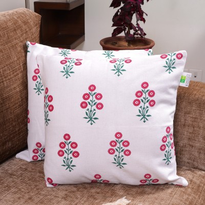 HOMEMONDE Cotton Cushions Cover(Pack of 2, 30.48 cm*30.48 cm, Pink, White)