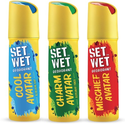 SET WET Cool, Charm and Mischief Avatar Deodorant Spray  -  For Men(450 ml, Pack of 3)