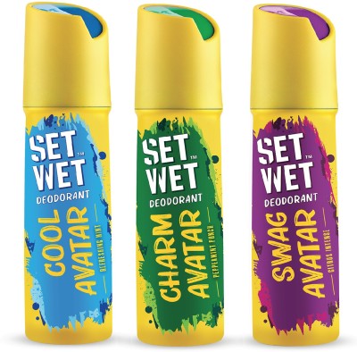 SET WET Cool, Charm and Swag Avatar Deodorant Spray  -  For Men(450 ml, Pack of 3)