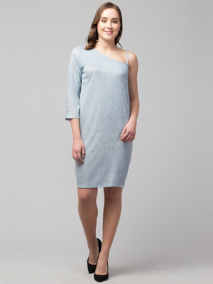 Fabitto Women Bodycon White Above Knee/Mid Thigh Length Dress