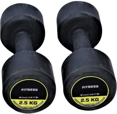HACKERX Pair of 2.5Kg (2.5Kg X 2) Rubber Fixed Weight Dumbbell(5 kg)