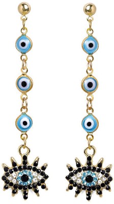 fabula Blue Crystal Evil Eye Good Luck Charm Fashion Cubic Zirconia, Crystal, Zircon Metal Drops & Danglers