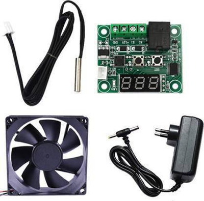 Diktmark Combo for DIY Incubator W1209 12V DC Digital Temperature Controller Board with 12v 1amp charger and 3 inch fan Electronic Components Electronic Hobby Kit