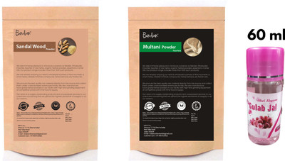 BIndian Sandalwood Powder & Multani Mitti (50g) Rose Water 60ml(3 Items in the set)