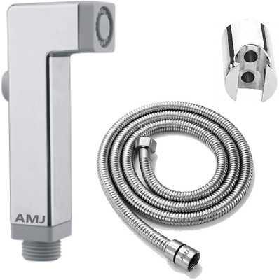 AMJ Cube (ABS) Chrome Plated Health Faucet with 1.5mtr flexible SS Tube and Wall Hook Health Faucet(Wall Mount Installation Type)