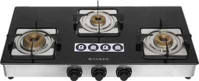 FABER Supreme Plus C 3BB Glass Manual Gas Stove(3 Burners)