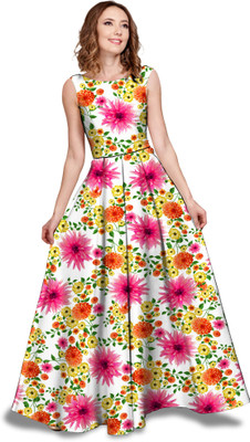 Rudra Fashion Mart Flared/A-line Gown(Multicolor)