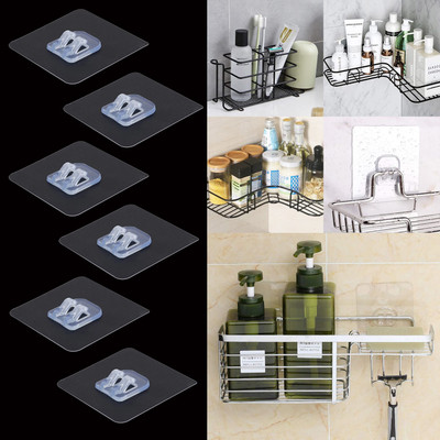 RENVA 6 Pcs Magic Adhesive Sticker Strong Hook for Bathroom Self Corner Shelves Hook 6(Pack of 6)