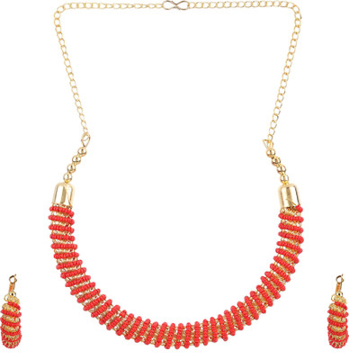 Ratmanee Brass Gold-plated Red, Gold Jewellery Set(Pack of 1)