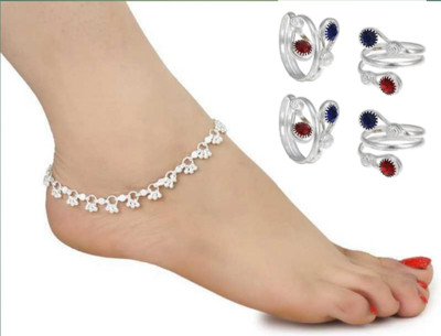Qrown Alloy Silver Multicolor Jewellery Set(Pack of 1)