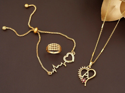 Vraj india Alloy Gold-plated Gold, White, Pink Jewellery Set(Pack of 1)