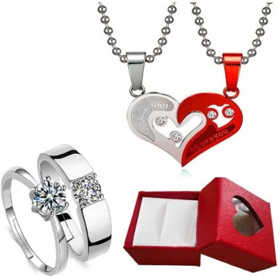 NNPRO Metal, Stainless Steel Rhodium, Silver Red, Silver Jewellery Set(Pack of 1)