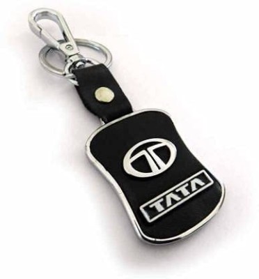Daiyamondo TATA LOGO Leather hook Keychain best quality keychain made up of high quality leather and metal Unbreakable.Leather Imported Key Chain for MG Elegant and Classy Look Keychain Faux Leather material Back side is plain with logo emboss keychain/keyring for men women kids and couples this key