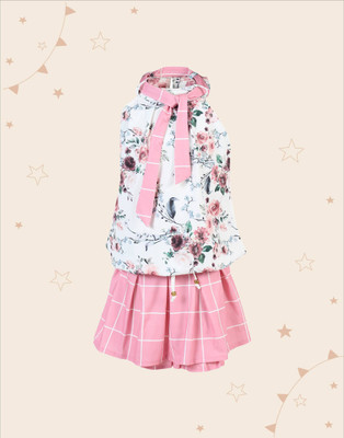 Kidotsav Girls Party(Festive) Top Skirt(Pink)