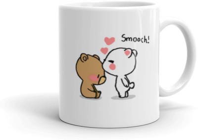 Prsky Milk & Mocha Cute Bear Printed Coffee For Best Gift for Couple, Husband and Wife, Girlfriend and Boyfriend, Lover Ceramic Coffee (330 ml) Ceramic Coffee Mug(325 ml)