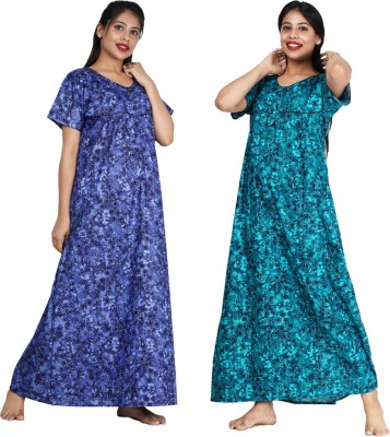 Wristy Women Nighty Set(Blue, Green)