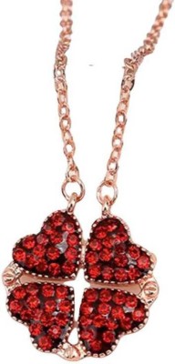 HOUSEOFTRENDZZ RED / BLACK COLOUR COMBO LATEST MAGNETIC UNLEASHED DESIGNED FOR YOUR GIRL ZIRCON STUDDED TWO STYLE ROSE GOLD HEART SHAPPED PENDANT CHAINS FOR WOMENS (PACK OF 1 PIECE) ROSE GOLD /RED /BLACK Gold-plated Zircon, Swarovski Zirconia Stainless Steel Pendant Set