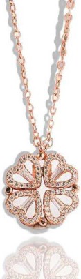 HOUSEOFTRENDZZ LATEST MAGNETIC UNLEASHED DESIGNED FOR YOUR GIRL ZIRCON STUDDED TWO STYLE ROSE GOLD HEART SHAPPED PENDANT CHAINS FOR WOMENS (PACK OF 1 PIECE) ROSE GOLD Gold-plated Zircon, Swarovski Zirconia Stainless Steel Pendant Set