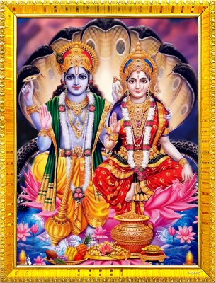 Zig Zag Lord Lakshmi Narayan / Lord Vishnu With Lakshmi Mata Religious Frame