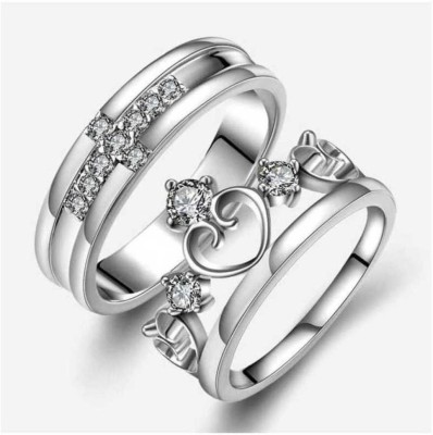 DEE GEE Steel Silver Plated Ring Set