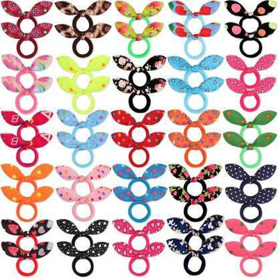 Savitri MINI RABBIT RUBBER BAND RANDOM COLOUR AND PRINT PACK OF 48 Rubber Band(Pack of 48)