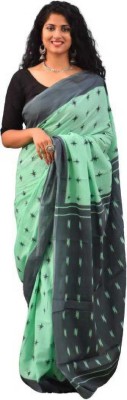 NIKHILAM Printed Handloom Pure Cotton Saree(Light Green)