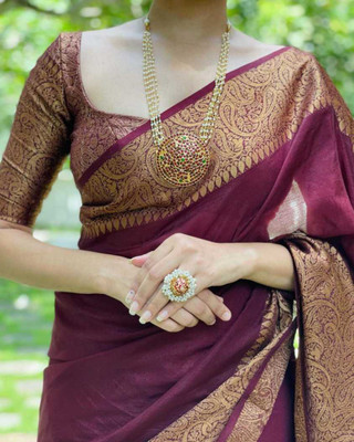 RADHA LAKSHMI Woven Kanjivaram Pure Silk Saree(Maroon)