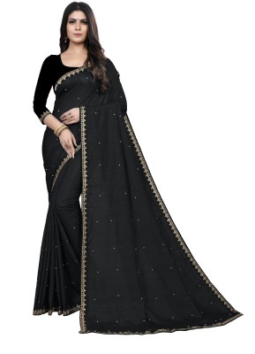 KOOP Embellished Daily Wear Art Silk Saree(Black)