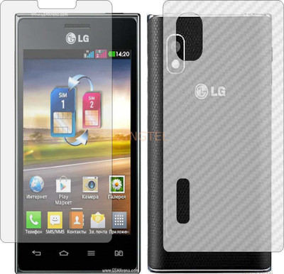 ZINGTEL Front and Back Screen Guard for LG OPTIMUS L5 DUAL E615 (Front Matte Finish & Back 3d Carbon Fiber)(Pack of 2)