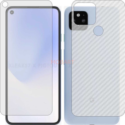 MOBART Front and Back Tempered Glass for GOOGLE PIXEL 5XL (Front Matte Finish & Back 3d Carbon Fiber)(Pack of 2)