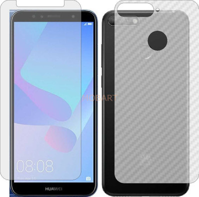 MOBART Front and Back Tempered Glass for HUAWEI Y6 PRIME 2018 (Front Matte Finish & Back 3d Carbon Fiber)(Pack of 2)