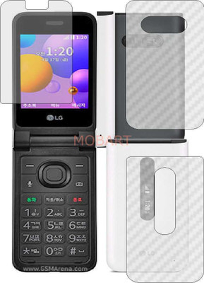 MOBART Front and Back Tempered Glass for LG FOLDER 2 (Front Matte Finish & Back 3d Carbon Fiber)(Pack of 2)