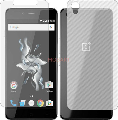 MOBART Front and Back Tempered Glass for ONE PLUS X (Front Matte Finish & Back 3d Carbon Fiber)(Pack of 2)