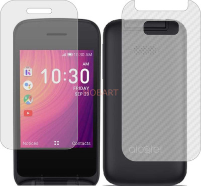 MOBART Front and Back Tempered Glass for ALCATEL GO FLIP 3 (Front Matte Finish & Back 3d Carbon Fiber)(Pack of 2)