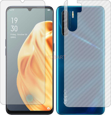 MOBART Front and Back Tempered Glass for OPPO CPH 2001 F15 (Front Matte Finish & Back 3d Carbon Fiber)(Pack of 2)