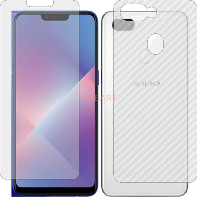 MOBART Front and Back Tempered Glass for OPPO R15 PLUS (Front Matte Finish & Back 3d Carbon Fiber)(Pack of 2)