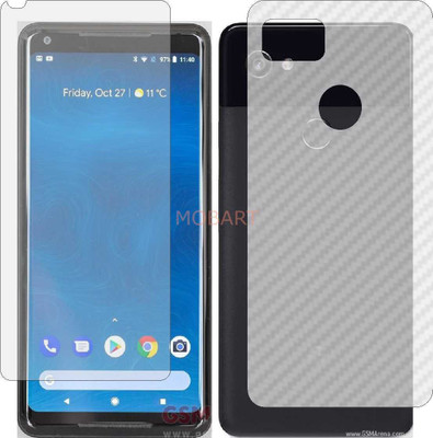 MOBART Front and Back Tempered Glass for GOOGLE PIXEL 2 XL (Front Matte Finish & Back 3d Carbon Fiber)(Pack of 2)