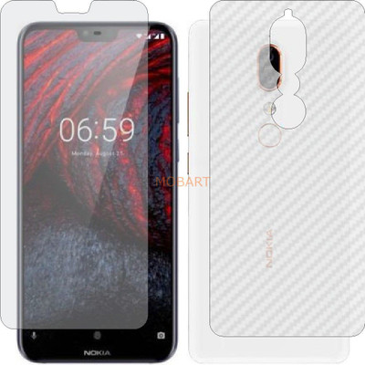 MOBART Front and Back Tempered Glass for NOKIA X6 2018 (Front Matte Finish & Back 3d Carbon Fiber)(Pack of 2)