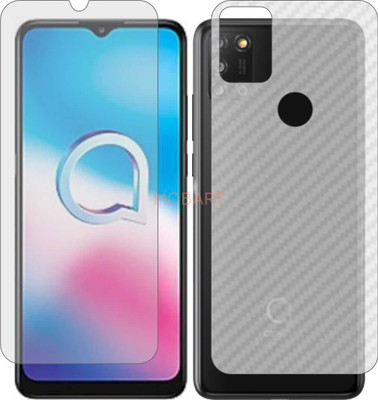 MOBART Front and Back Tempered Glass for ALCATEL 3X 2020 (Front Matte Finish & Back 3d Carbon Fiber)(Pack of 2)