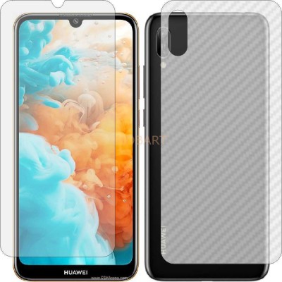 MOBART Front and Back Tempered Glass for HUAWEI HONOR Y6 PRO 2019 (Front Matte Finish & Back 3d Carbon Fiber)(Pack of 2)