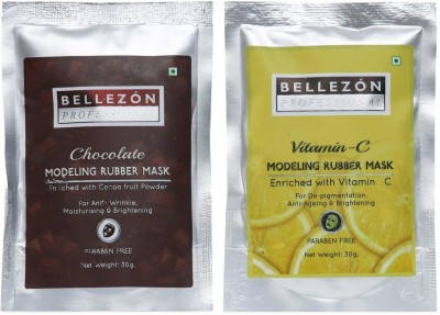 Bellezon professional VITAMIN C AND CHOCOLATE MODELING RUBBER BEAUTY FACE MASK PACK OF 2 Scrub(60 g)