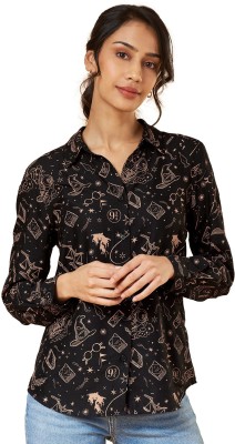 The Souled Store Women Printed Casual Black Shirt