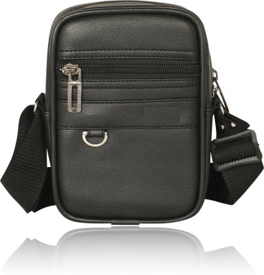 Pramadda Pure Luxury Black Sling Bag Small 7 inch Chest Slinger Mobile Messenger Bag for Men Women | Daily Use Mini Sling Bag men women | Crossbody Shoulder Bags | Side Bag Men Travel | Leather Sling Bags | Gift Item | Sports Hiking Trekking Bike riding Sling Pouch | Passport Document Travelling Sli