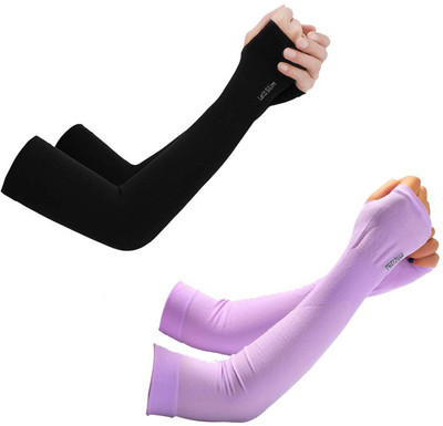 Stuti BREATHABLE & COMFORTABLE FULL ARM RIDING GLOVE WITH THUMB HOLE ( 2 Pair )_04 Riding Gloves(Black, Purple)