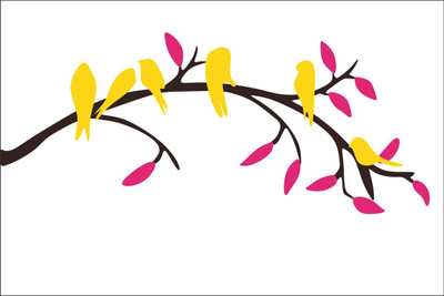 nirmal décor 91 cm Birds on the Tree Wall Sticker for Living Room Wall Sticker [86X30CM] Self Adhesive Sticker(Pack of 1)
