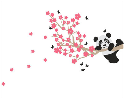 Vijaya enterprises 67 cm Panda Wall Decal Decals for wall sticker size (91x56 cm) Self Adhesive Sticker(Pack of 1)