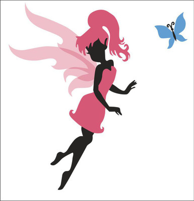 nirmal décor 91 cm Butterfly Girl Wall Stickers for Girl Bedroom Covering Area [91X96CM] Self Adhesive Sticker(Pack of 1)