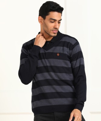 Raymond Woven V Neck Casual Men Blue Sweater