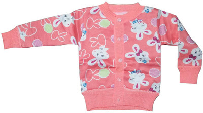 RUDRA KA Printed Round Neck Casual Baby Boys & Baby Girls Orange Sweater